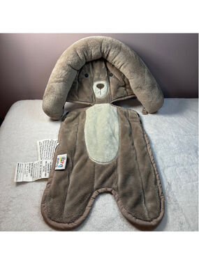 Goldbug Bear Car Seat Head Support Baby Infant Insert Brown Beige Plush
